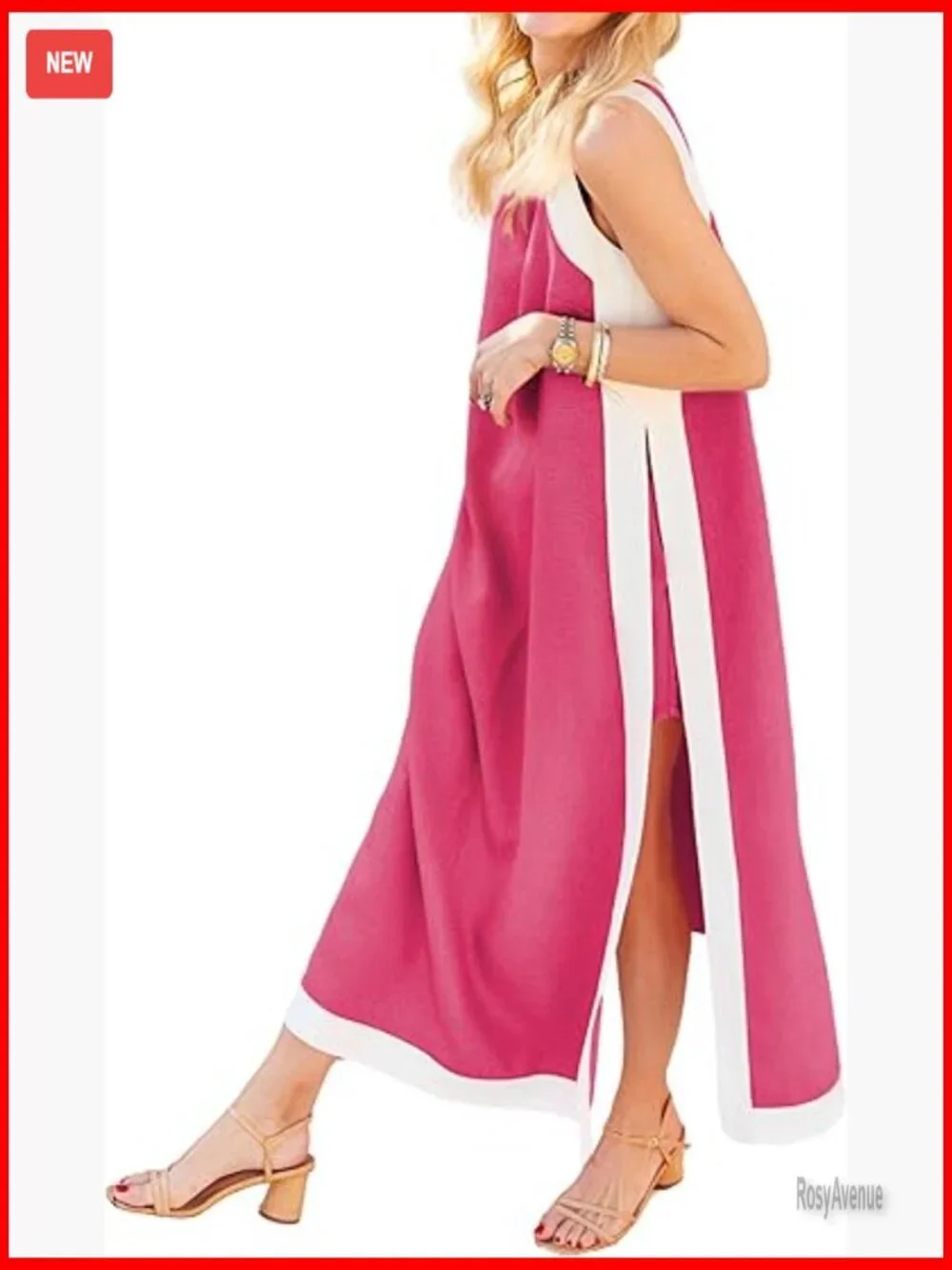 Sleeveless Maxi Dress & Shorts Set, Boho Color Block, Pockets, Lightweight